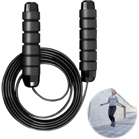 Corde Sauter Pondérée Noire, Corde Sauter Sportive Haute Performance Fitness Entraînement Renforcement Musculaire (1/4)