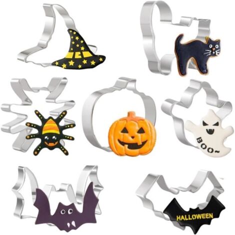 Emporte-pièces - Halloween - Lot de 7 - Acier inoxydable - Compatible lave-vaisselle - Décorations de biscuits (1/4)