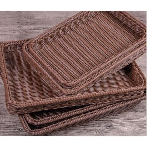 2pcs Corbeille à pain osier plastique rectangulaire corbeille panier à fruits organisseur de rangement Corbeille à œufs 30207CM