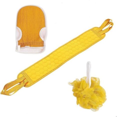 Gants Exfoliants - Non spécifié - 3 PCS - Jaune - Tissu Naturel - Lavable (1/4)