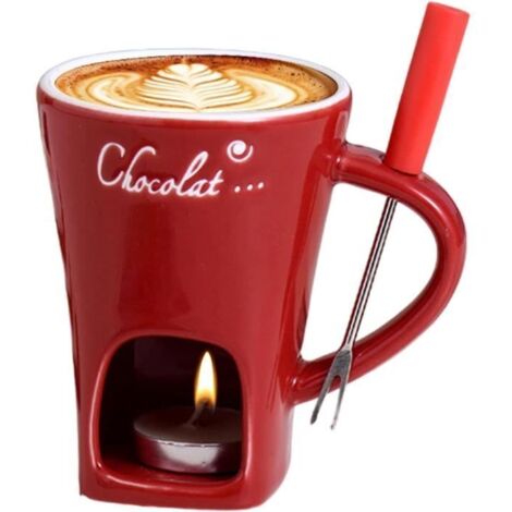 200ml Tasses À Fondue Au Chocolat, Tasse À Fondue Candy avec Fourchette Fondoir pour Chocolat Et Fromage Service À Fondue,1pc (1/4)