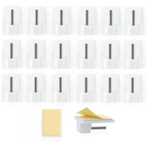 50 Pcs Accroche Rideau, Crochet Rideau, Crochet Rideau sans Percage, Tringle sans Percage Crochets Autocollants pour Barres (1/4)