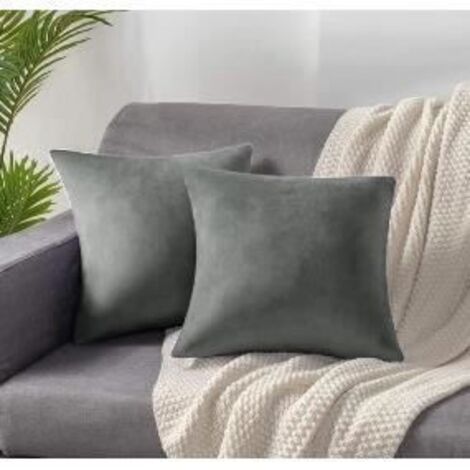 Homeins Lot de 2 Housses de Coussin/Taies d'Oreillers 60x60cm Taie en Velours Super Doux pour Sofa, chambre ,Lit- Gris Foncé (1/3)