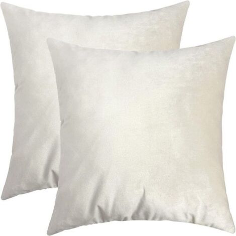 Housse de Coussin Velours, Lot de 2,40 x 40cm,Blanc (1/4)
