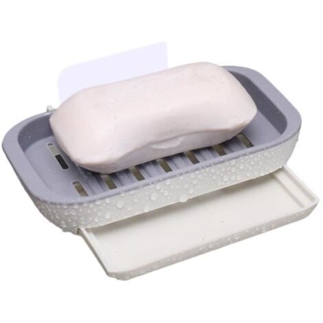 Distributeur De Savon,Porte savon Double couche sans perçage mural savon éponge porte Drain porte savon savon auto - Type Gray 01 (1/4)