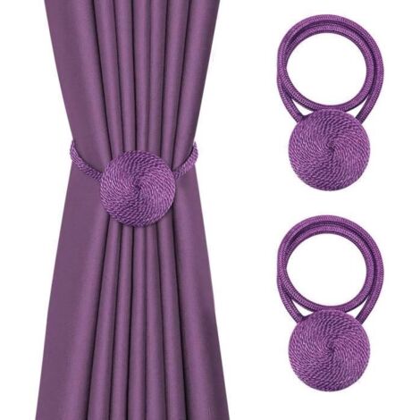 Embrasses à Rideaux - Non spécifié - Lot de 2 - Violet - 39 cm - Magnétiques et modernes (1/4)