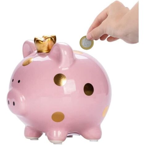 Tirelire - Cochon - Rose - Céramique - 11.8x14x13.2 cm - 600 g (1/4)