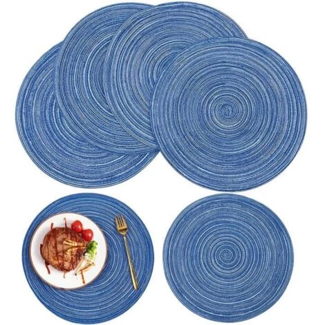 6 Bleu Set de Table Tressé Résistantes à la Chaleur, Antidérapants Table Napperons pour Table de Salle à Manger, Intérieur et (1/3)