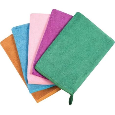 Gants de Toilette - Non spécifié - 15x21 cm - Microfibre - Lot de 5 - Lavable en machine (1/4)
