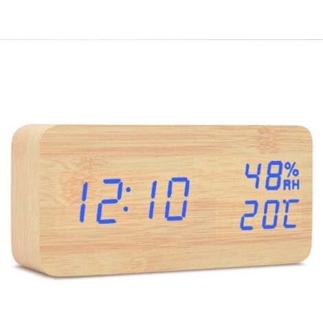 Horloge,Réveil en bois USB-piles alimenté maison chevet chambre bureau salon multifonction électronique LED affichage - Type 2 (1/4)