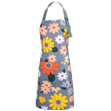 Tablier de Cuisine Réglable Etanche Tablier avec Poche, Tablier Fleurs pour Femme Homme, Jardinage, Restaurant, Café (1/4)