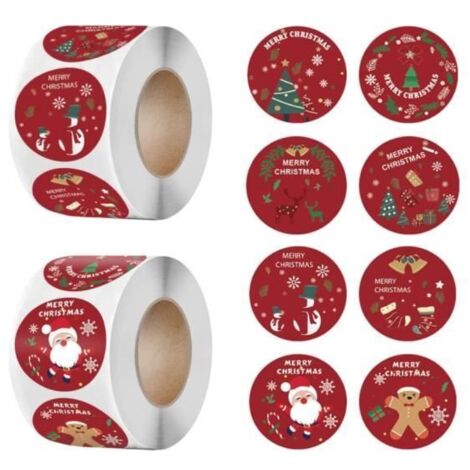Etiquettes Cadeau Noël - 1000 Pièces - Autocollantes - 1,5 Pouces - Multicolore (1/4)