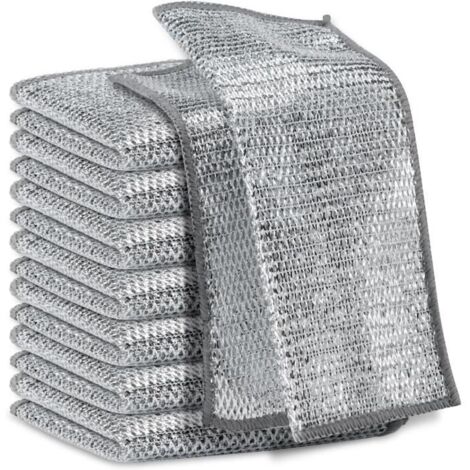 Torchons à Vaisselle - Multi-usages - Acier Inoxydable - Anti-rayures - 10 Pièces - Gris (1/4)