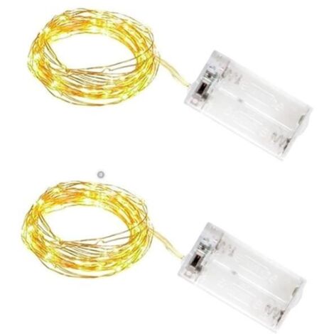 2 Pièces Guirlande Lumineuse à Fil LED,1M 10LED Guirlandes Lumineuses à Piles, pour Les Fêtes de Noël,la Fête, et Le décor de Votre (1/4)