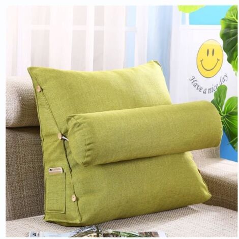 Coussin Triangle de Chevet de Couleur unie - Lin-Vert3 - Déhoussable - Synthétique - Chambre - Uni (1/2)