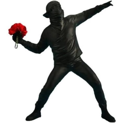 Statue - Ornements Modernes - Sculpture Lanceur de Fleurs - Résine - Noir - 18cm x 21.5cm x 5.5cm