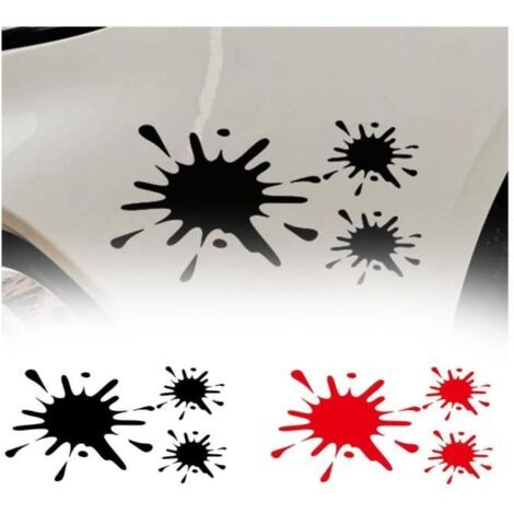 Autocollants - Lot de 2 - Noir et Rouge - Grande Taille 11x12cm - Petite Taille 6x7cm (1/4)