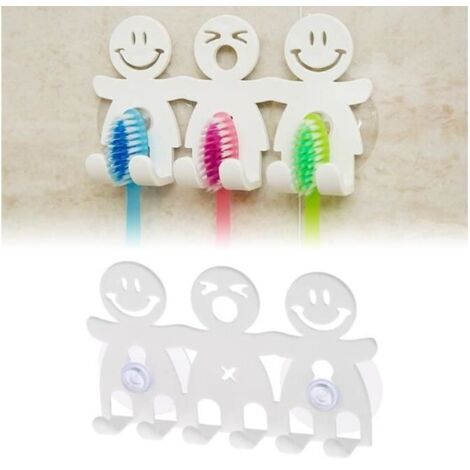 Porte-Brosse à Dents - Smiley Emoji - Blanc - Plastique - 11.5x6.8 CM - Accessoires de Salle de Bain (1/4)