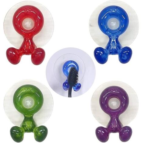 Support de Brosse à Dents - Non spécifié - 4 pcs - PVC - Ventouse - Couleurs variées (1/4)