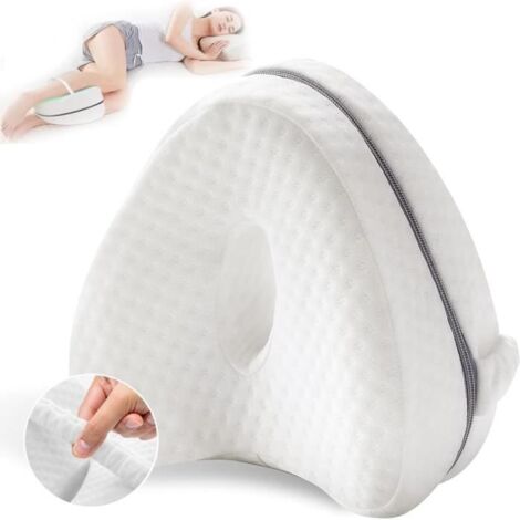 Oreiller de Jambe - Orthopédique - Genou Ergonomique - Mousse à Mémoire de Forme - Soulager Blanc (1/4)