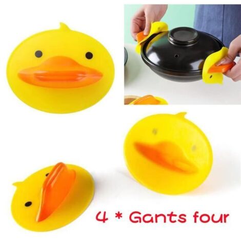 Gants de four - Canard - Silicone - Résistant à la chaleur - 4 pièces - Antidérapants (1/4)