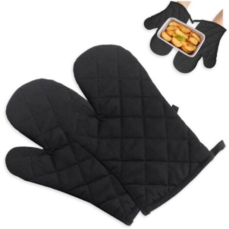 1 Paire Gant de Cuisine Four Noir Oven Mitts Oven Gloves Gant Manique Four Résistants Gant Four Anti Chaleur Maniques (1/4)