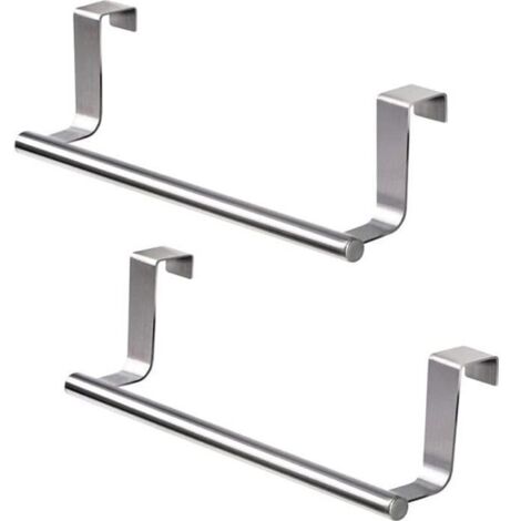 Porte Serviette de Porte,Porte-Serviettes de Salle de Bain,Porte Torchon Cuisine Accroche,pour Porte,sans Perçage,Argent-2pcs (1/4)