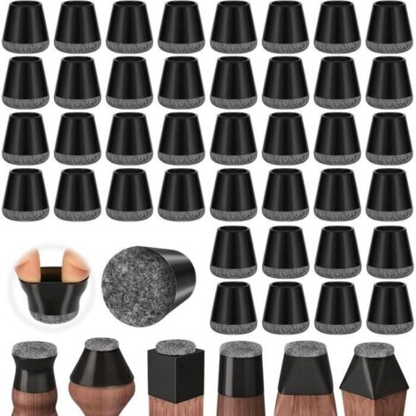 40Pcs Protection Pied de Chaise,Protege Pied de Chaise,Chaise Protecteurs de Sol en Silicone avec Patins en Feutre pour Sols en Bois (1/4)