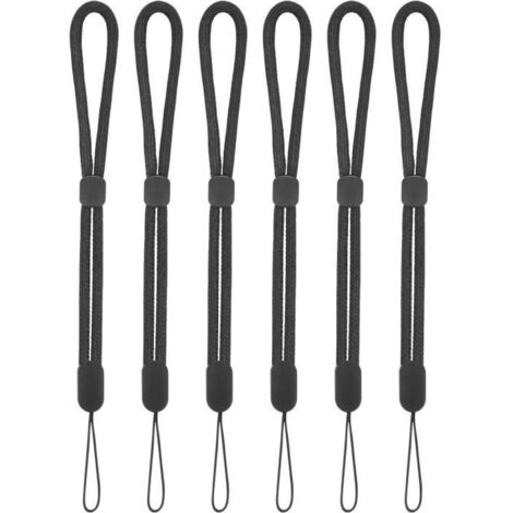 Dragonne pour téléphone - Non spécifié - Réglable en nylon - 6 pièces - Multi-usage - Couleur noire (1/4)