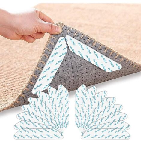 Rug Grippers Autocollants, 16 Pièces Tapis Grippers Autocollant Anti Derapant Tapis Rug Grippers Tapis (blanc16) (1/4)