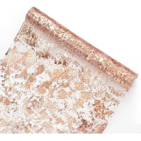 Chemin de Table - Rose Gold - 11x108 pouces - Tulle et Aluminium - Élégance Chic - Intérieur (1/4)