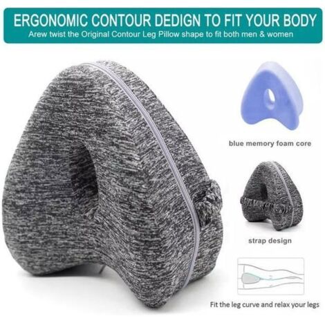 Oreiller orthopédique - Mousse à mémoire de forme - Soutien genoux - Confort médium - Lavable (1/4)