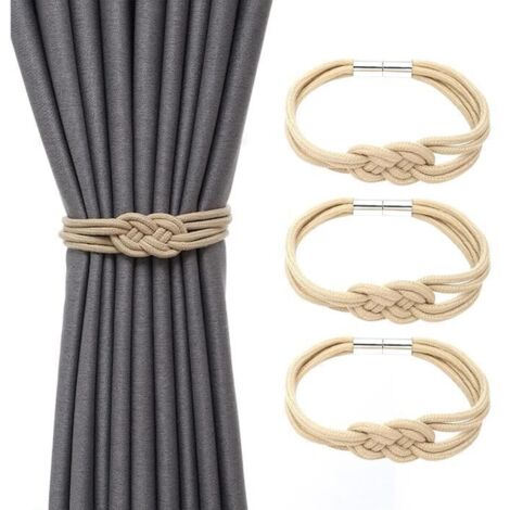 Embrasses à Rideaux,Sangles de Rideaux Simples,Embrasse à Rideaux avec Boutons Magnétique,Attache Rideau Aimantée,Embrasses,4PCS (1/4)