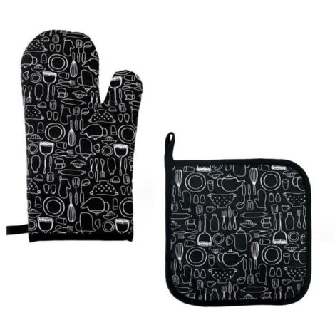 Gants de four - Cuisine - Coton - Anti-brûlure - Lavable - 30x17 CM (1/4)