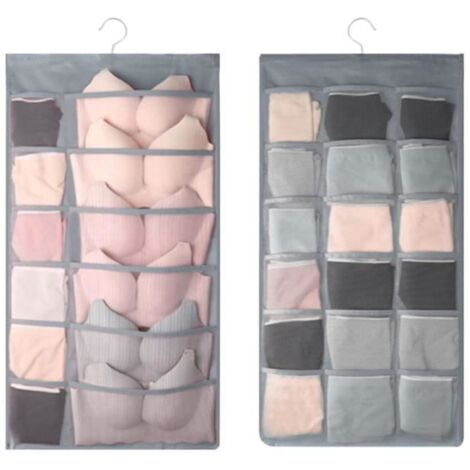 Rangement sous-vêtements - Non Tissé - 80 cm x 40 cm - Rose - Organisateur de placard - Multi-poches (1/4)
