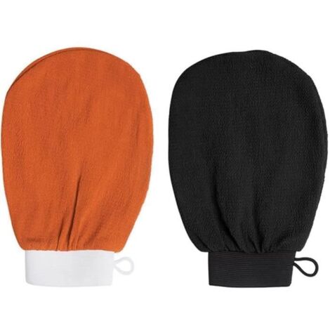 Gant Exfoliant - Non spécifié - Lot de 2 - 100% Fibre de Viscose - Couleurs Noir et Orange - 15x21 cm (1/4)