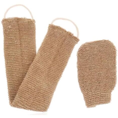 2 PCS Gants exfoliants pour Le Corps Bande Dos Exfoliante en Chanvre Naturel Gant en Soie exfoliant Sangle Lave Dos exfoliante (1/4)