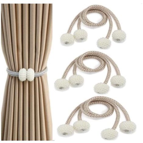 Embrasses à Rideaux, Lot de 6 embrasses magnétiques pour rideaux Accessoires pour Rideaux et Stores, pour la Maison Restaurant (1/4)