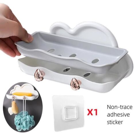 Porte-Savon - Noname - Étui à Savon Nuage Blanc - Adhésif Mural - Drainage Efficace - Multifonctionnel