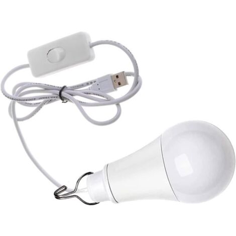 Ampoule LED 5 W 6500 K 5 V avec commutateurs USB pour camping randonnée lampe alimentée par USB (1/4)