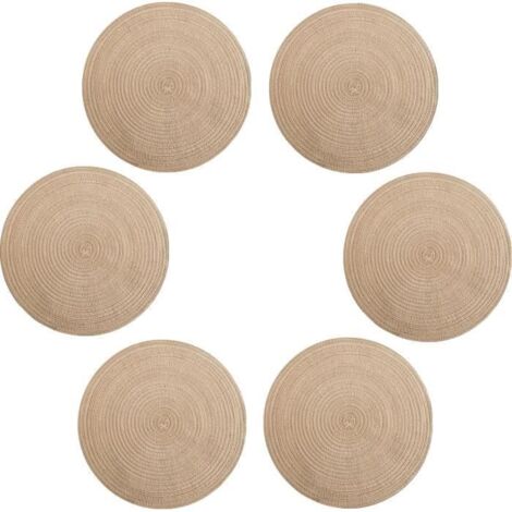 Sets de Table - Noname - Lot de 6 - Ronds - Beige - 38 cm - Lavables et Antidérapants