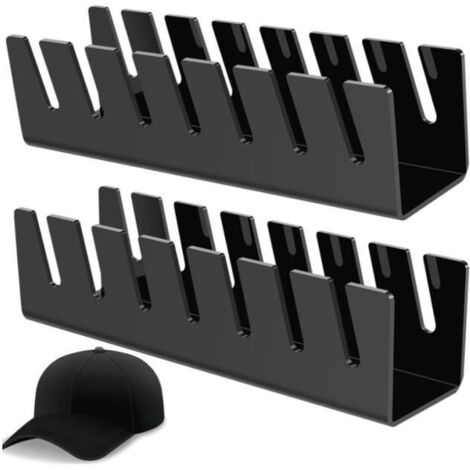 2Pcs Organisateur de Support pour Casquette de Baseball Présentoir Casquette Organisateur de Casquette en Acrylique (Noir) (1/4)