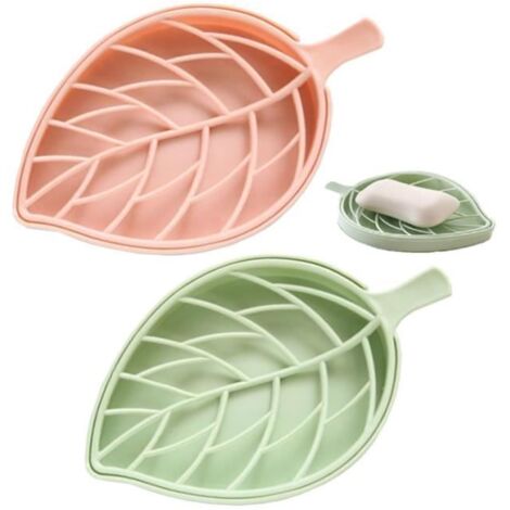 2 Pièces Porte Savon Salle de Bain, Pratique Boite A Savon, Boite Savon Plastique,pour Maison, Cuisine, Voyage, Camping(Rose,Vert) (1/4)