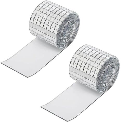 2PCS d'autocollants pour carreaux de mosaïque autocollants en verre mosaïque,Carreaux de miroir réfléchissants carrés,Décoration (1/4)