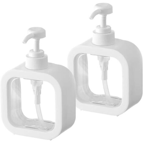 2 distributeurs de savon,gel douche,transparent,pompe,en plastique transparent pour douche, shampoing, gel douche, liquide (1/4)