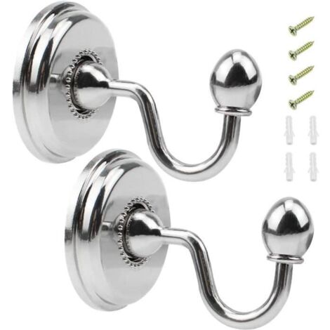 Crochets Muraux - Rétro - 2pcs - Alliage de Zinc - Argentés - Pour Rideaux et Manteaux (1/4)