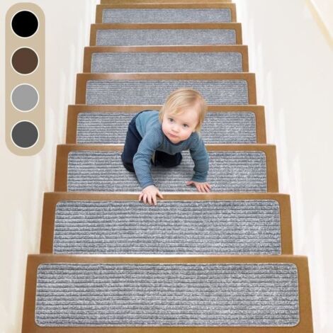 Marchettes d'escalier antidérapantes - Lot de 15 - 20 x 76 cm - Adhésif pré-appliqué - Intérieur (1/4)