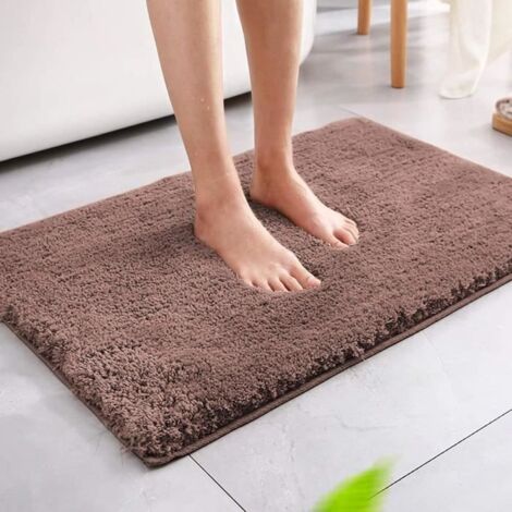 Tapis de Bain, Tapis de Bain Absorbant antidérapant, Tapis de Bain Moelleux en Microfibre, Lavable en Machine(Marron Foncé) (1/4)