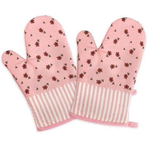 Gants de Four - Phaleur - Rose - Antidérapants - Résistants à la Chaleur - 26x17 cm (1/4)