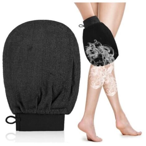 Gant Exfoliant - Loofahs - Noir - Fibre Naturelle - Lavable - Salle de Bain (1/4)